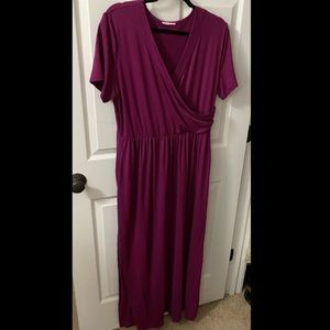 Super Soft Purple Maxi with Faux Wrap Detail